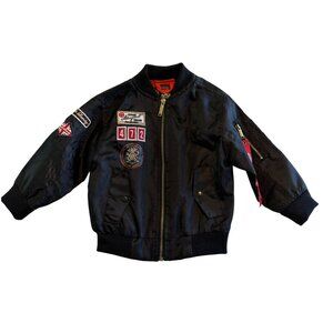 Kids ENGLISH LAUNDRY Black Aviator Pilot Bomber Jacket Coat 3T